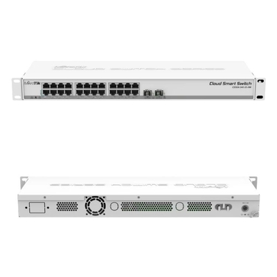 Dos interruptores SwOS del Datacom del puerto de SFP+ accionaron 24 interruptores portuarios de Gigabit Ethernet
