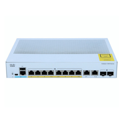 Interruptor de gestión de red Cisco C1000-8P-E-2G-L 8 puertos gigabit 2x 1G SFP y RJ-45 enlaces ascendentes combinados POE 67W