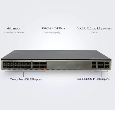 HUAWEI Interruptor fijo S6730-S24X6Q 24 Puertos SFP+ 10GE, puertos QSFP 6 40GE 10 Gigabit 1U de corriente alterna 600w:máximo 8A de corriente alterna