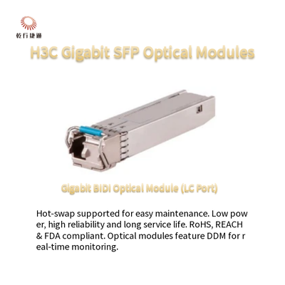 Módulos ópticos SFP Gigabit H3C de bajo consumo de energía y SFP-GE-LX-SM1310-S intercambiable en caliente